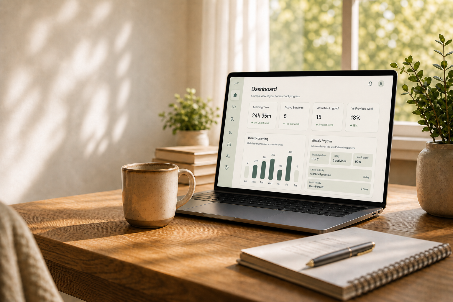 Gradely dashboard showing homeschool progress.
